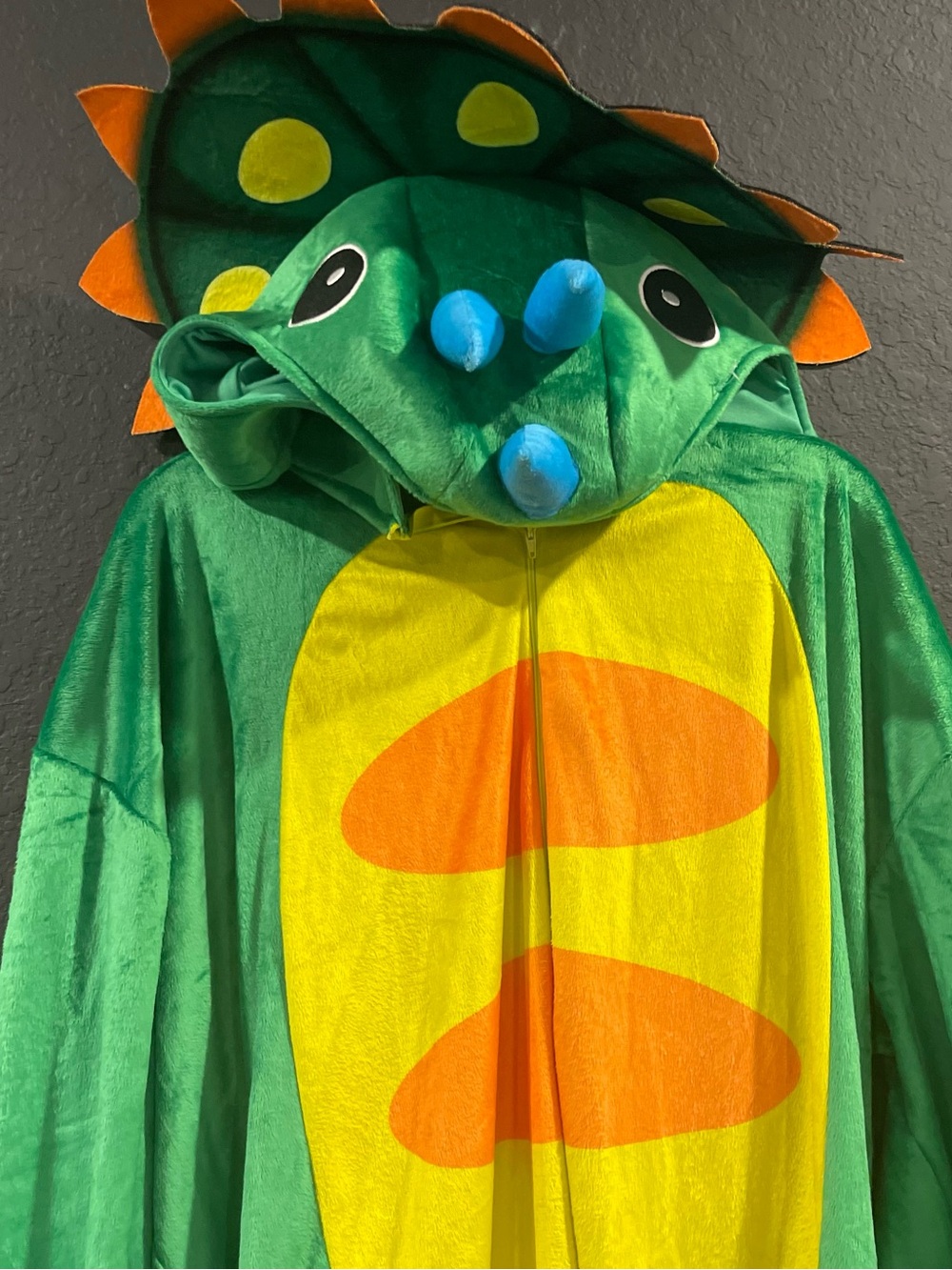 Green Triceratops Hooded Men's Halloween Costume - Unbranded